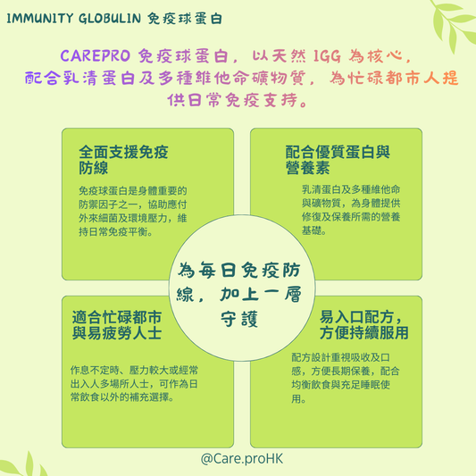 IMMUNITY GLOBULIN 免疫球蛋白 為每日免疫防線，加上一層守護